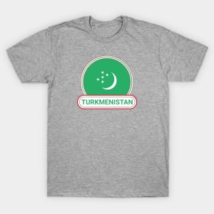 Turkmenistan Country Badge - Turkmenistan Flag T-Shirt